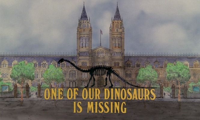 Title screen of One of Our Dinosaurs Is Missing