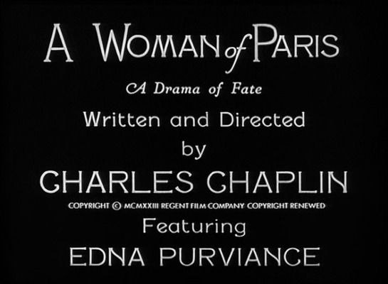 Title screen of A Woman of Paris: A Drama of Fate