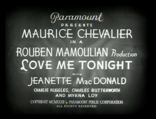 Title screen of Love Me Tonight