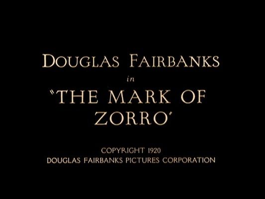 Title screen of The Mark of Zorro