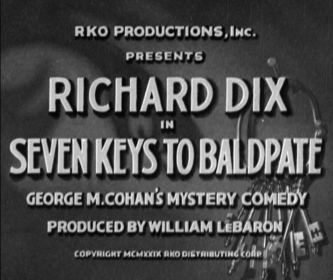 Title screen of Seven Keys to Baldpate