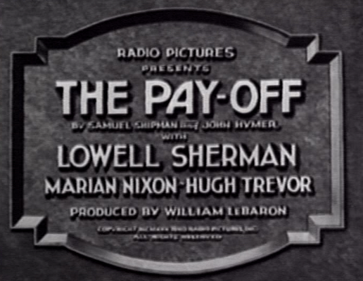 Title screen of The Pay-Off