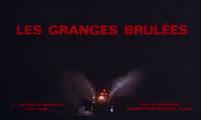 Title screen of Les granges brûlées