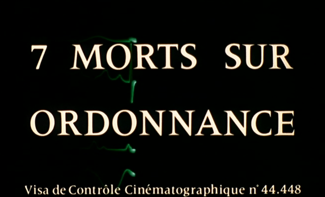 Title screen of 7 morts sur ordonnance