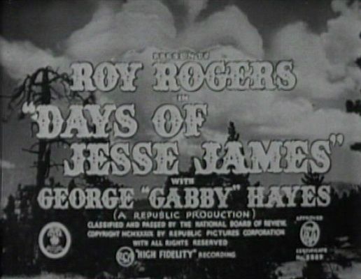 Title screen of Days of Jesse James